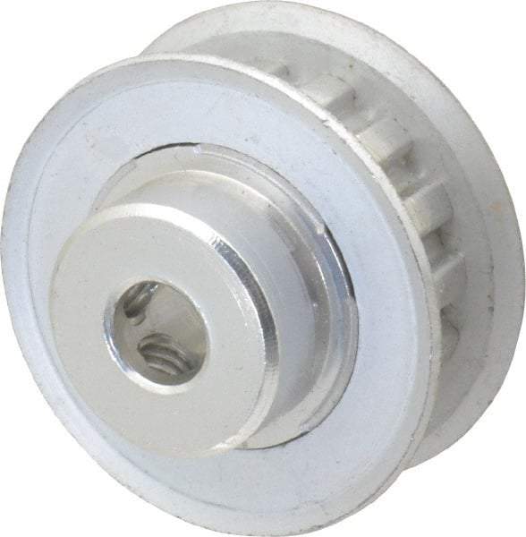 Power Drive - 15 Tooth, 1/4" Inside x 0.935" Outside Diam, Hub & Flange Timing Belt Pulley - 1/4" Belt Width, 0.955" Pitch Diam, 0.438" Face Width, Aluminum - Apex Tool & Supply