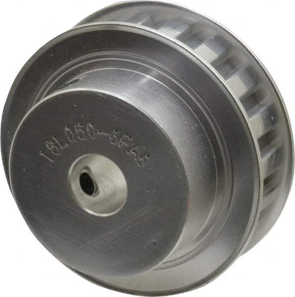 Power Drive - 18 Tooth, 1/2" Inside x 2.119" Outside Diam, Hub & Flange Timing Belt Pulley - 1/2" Belt Width, 2.149" Pitch Diam, 0.719" Face Width, Aluminum - Apex Tool & Supply