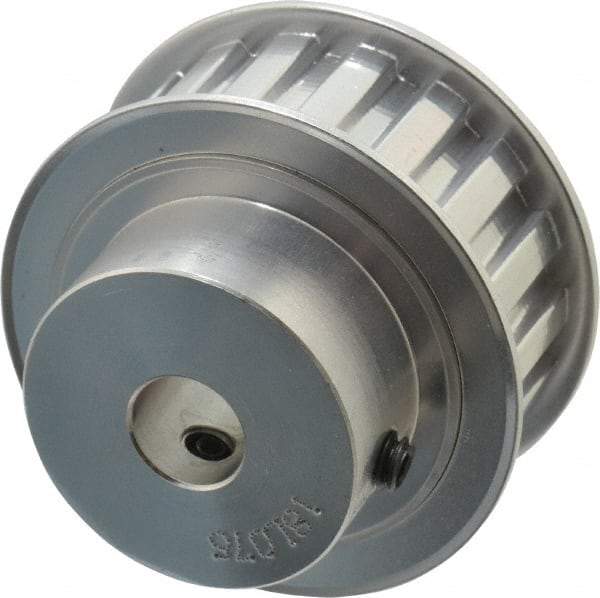 Power Drive - 18 Tooth, 1/2" Inside x 2.119" Outside Diam, Hub & Flange Timing Belt Pulley - 3/4" Belt Width, 2.149" Pitch Diam, 1" Face Width, Aluminum - Apex Tool & Supply