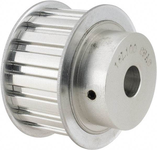 Power Drive - 18 Tooth, 1/2" Inside x 2.119" Outside Diam, Hub & Flange Timing Belt Pulley - 1" Belt Width, 2.149" Pitch Diam, 1-1/4" Face Width, Aluminum - Apex Tool & Supply