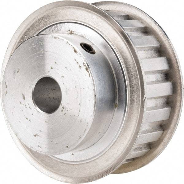 Power Drive - 20 Tooth, 1/2" Inside x 2.357" Outside Diam, Hub & Flange Timing Belt Pulley - 3/4" Belt Width, 2.387" Pitch Diam, 1" Face Width, Aluminum - Apex Tool & Supply