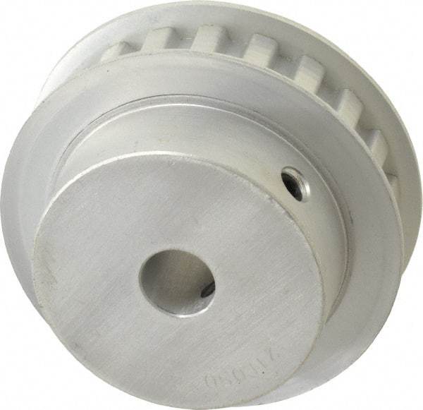 Power Drive - 21 Tooth, 1/2" Inside x 2.477" Outside Diam, Hub & Flange Timing Belt Pulley - 1/2" Belt Width, 2.507" Pitch Diam, 3/4" Face Width, Aluminum - Apex Tool & Supply
