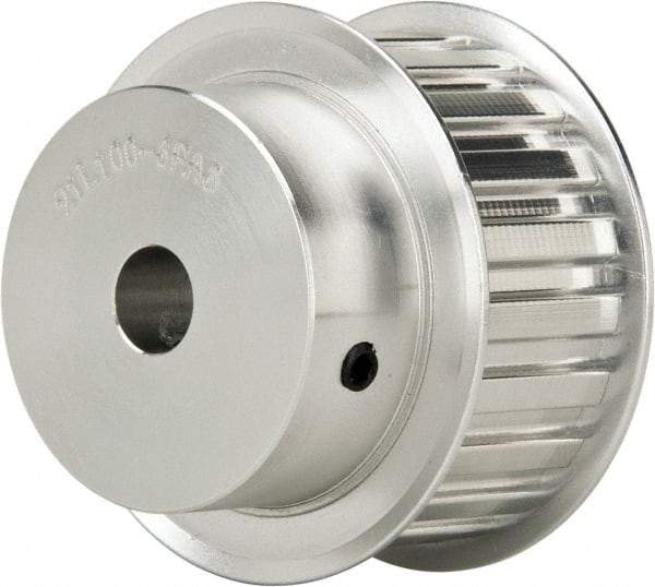 Power Drive - 21 Tooth, 1/2" Inside x 2.477" Outside Diam, Hub & Flange Timing Belt Pulley - 1" Belt Width, 2.507" Pitch Diam, 1-1/4" Face Width, Aluminum - Apex Tool & Supply