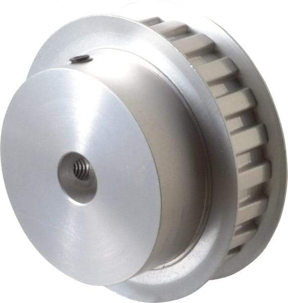 Power Drive - 22 Tooth, 1/2" Inside x 2.596" Outside Diam, Hub & Flange Timing Belt Pulley - 1/2" Belt Width, 2.626" Pitch Diam, 3/4" Face Width, Aluminum - Apex Tool & Supply