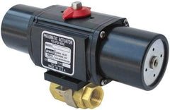 Gemini Valve - 3/4" Pipe, 720 psi WOG Rating Brass Pneumatic Spring Return with Solenoid Actuated Ball Valve - Reinforced PTFE Seal, Standard Port, Threaded (NPT) End Connection - Apex Tool & Supply