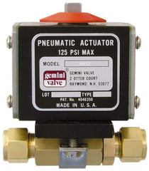 Gemini Valve - 3/4" Pipe, 1,000 psi WOG Rating Brass Pneumatic Double Acting with Solenoid Actuated Ball Valve - Reinforced PTFE Seal, Standard Port, TYLOK (Compression) End Connection - Apex Tool & Supply