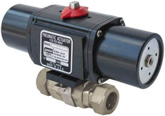 Gemini Valve - 1" Pipe, 1,000 psi WOG Rating Stainless Steel Pneumatic Spring Return with Solenoid Actuated Ball Valve - Reinforced PTFE Seal, Standard Port - Apex Tool & Supply