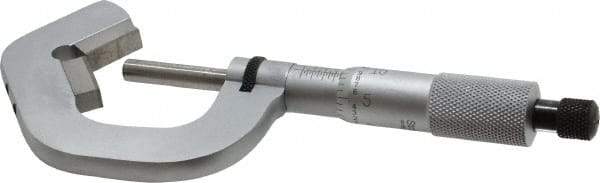 Starrett - 0.078 to 1 Inch Measurement, 0.0001 Inch Graduation, 5 Flutes Measured, Ratchet Stop Thimble, Mechanical V Anvil Micrometer - Satin Chrome Finish, Carbide - Apex Tool & Supply
