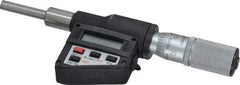 Starrett - 0 to 25mm Range, 1/4" Spindle Diameter, 2-1/4" Spindle Length, 6-3/16 OAL, Flat Spindle Electronic Micrometer Head - 0.00005" Resolution, 0.0001" Accuracy, Friction Thimble, Carbide Measuring Face, Data Output - Apex Tool & Supply