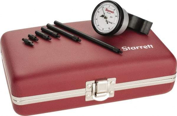Starrett - 0 to 8.6 Inch Range, Steel, White Dial Depth Gage - 0.001 Inch Graduation, 2-1/2 Inch Base Measuring Length - Apex Tool & Supply