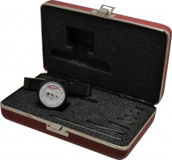 Starrett - 0 to 8.6 Inch Range, Steel, White Dial Depth Gage - 0.001 Inch Graduation, 4 Inch Base Measuring Length - Apex Tool & Supply