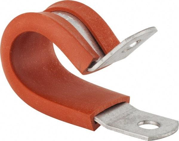 Made in USA - 1-3/4" Pipe, 1-3/4" Rod, Cushion Clamp - Gray & Red, Grade 304 Stainless Steel & Silicone Cushion - Apex Tool & Supply