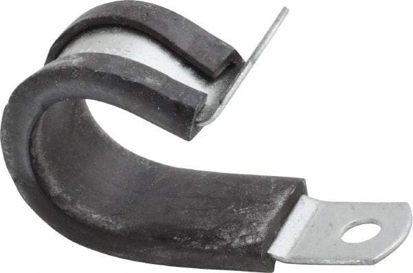 Made in USA - 3/4" Pipe, 3/4" Rod, Cushion Clamp - Gray & Black, Galvanized Steel & EPDM Cushion - Apex Tool & Supply