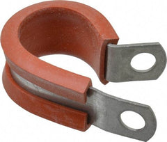 Made in USA - 3/4" Pipe, 3/4" Rod, Cushion Clamp - Gray & Red, Galvanized Steel & Silcone Cushion - Apex Tool & Supply