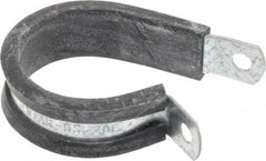 Made in USA - 1-1/4" Pipe, 1-1/4" Rod, Cushion Clamp - Gray & Black, Galvanized Steel & EPDM Cushion - Apex Tool & Supply