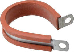Made in USA - 1-1/2" Pipe, 1-1/2" Rod, Cushion Clamp - Gray & Red, Galvanized Steel & Silcone Cushion - Apex Tool & Supply