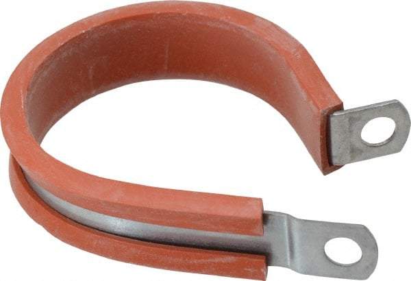 Made in USA - 1-3/4" Pipe, 1-3/4" Rod, Cushion Clamp - Gray & Red, Galvanized Steel & Silcone Cushion - Apex Tool & Supply