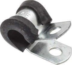 Made in USA - 1/4" Rod, Cushion Clamp - Gray & Black, Galvanized Steel & EPDM Cushion - Apex Tool & Supply