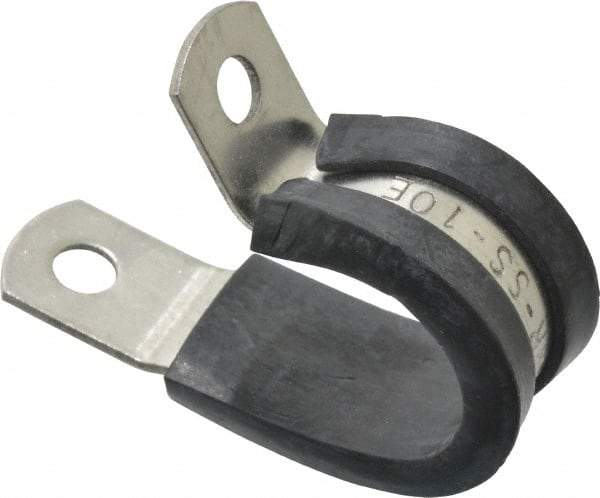 Made in USA - 5/8" Pipe, 5/8" Rod, Cushion Clamp - Gray & Black, Grade 304 Stainless Steel & EPDM Cushion - Apex Tool & Supply