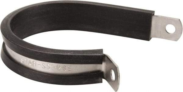 Made in USA - 1-3/4" Pipe, 1-3/4" Rod, Cushion Clamp - Gray & Black, Grade 304 Stainless Steel & EPDM Cushion - Apex Tool & Supply