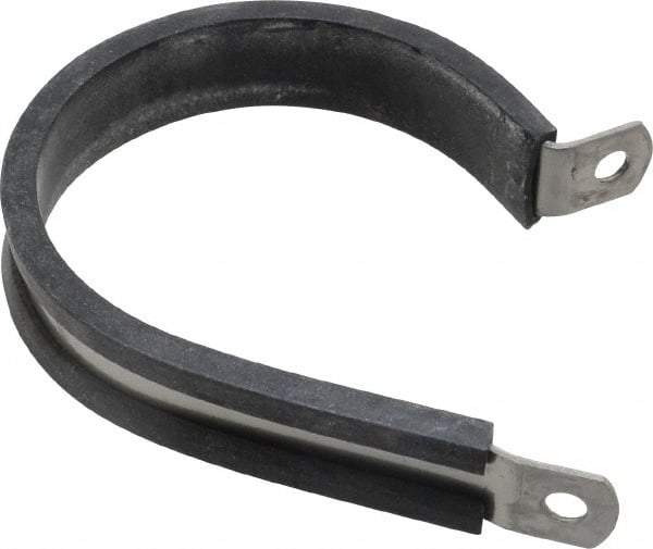 Made in USA - 2" Pipe, 2" Rod, Cushion Clamp - Gray & Black, Grade 304 Stainless Steel & EPDM Cushion - Apex Tool & Supply