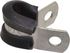 Made in USA - 1/4" Pipe, 1/4" Rod, Cushion Clamp - Gray & Black, Grade 304 Stainless Steel & EPDM Cushion - Apex Tool & Supply