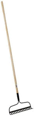 PRO-SOURCE - Bow Rake with 54" Straight Wood Handle - 14-11/16" Blade Width, 15 Tines, 2-1/2" Tine Length - Apex Tool & Supply