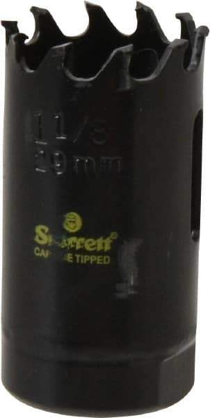 Starrett - 1-1/8" Diam, 1-5/8" Cutting Depth, Hole Saw - Carbide-Tipped Saw, Toothed Edge - Apex Tool & Supply