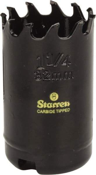 Starrett - 1-1/4" Diam, 1-5/8" Cutting Depth, Hole Saw - Carbide-Tipped Saw, Toothed Edge - Apex Tool & Supply