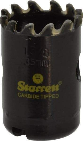 Starrett - 1-3/8" Diam, 1-5/8" Cutting Depth, Hole Saw - Carbide-Tipped Saw, Toothed Edge - Apex Tool & Supply