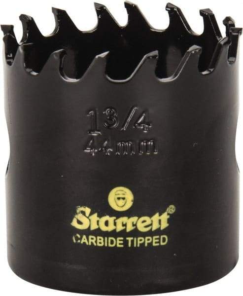 Starrett - 1-3/4" Diam, 1-5/8" Cutting Depth, Hole Saw - Carbide-Tipped Saw, Toothed Edge - Apex Tool & Supply