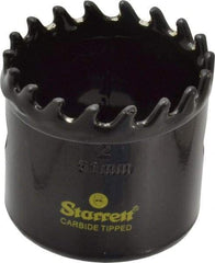 Starrett - 2" Diam, 1-5/8" Cutting Depth, Hole Saw - Carbide-Tipped Saw, Toothed Edge - Apex Tool & Supply
