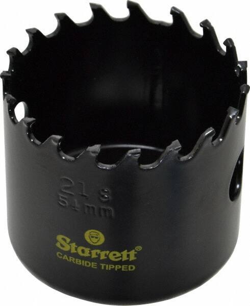 Starrett - 2-1/8" Diam, 1-5/8" Cutting Depth, Hole Saw - Carbide-Tipped Saw, Toothed Edge - Apex Tool & Supply