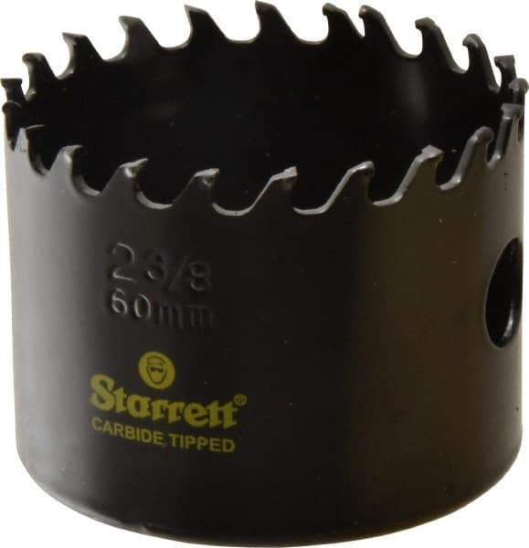 Starrett - 2-3/8" Diam, 1-5/8" Cutting Depth, Hole Saw - Carbide-Tipped Saw, Toothed Edge - Apex Tool & Supply