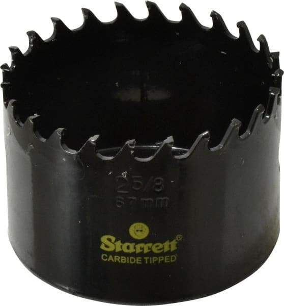 Starrett - 2-5/8" Diam, 1-5/8" Cutting Depth, Hole Saw - Carbide-Tipped Saw, Toothed Edge - Apex Tool & Supply