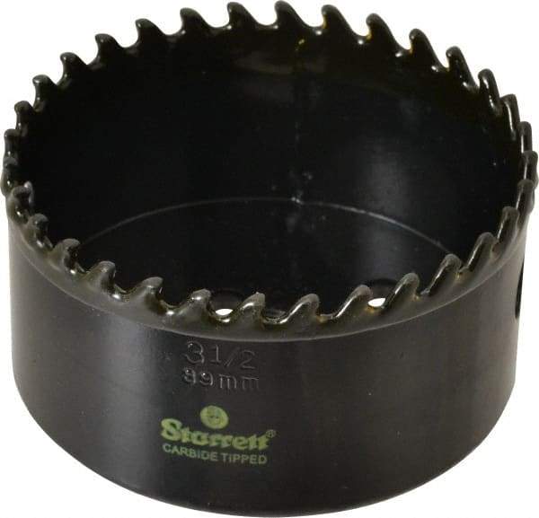 Starrett - 3-1/2" Diam, 1-5/8" Cutting Depth, Hole Saw - Carbide-Tipped Saw, Toothed Edge - Apex Tool & Supply