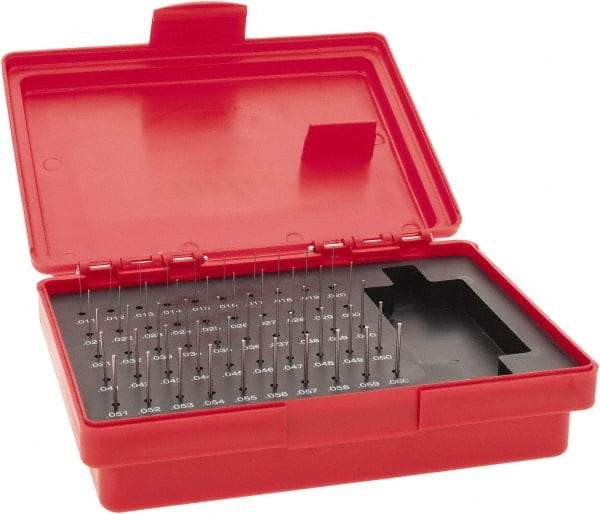 Value Collection - 50 Piece, 0.011 to 0.06 Inch Diameter Plug & Pin Gage Set - Minus 0.0002 Inch Tolerance, Class ZZ - Apex Tool & Supply