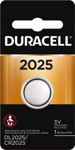 Duracell - Size 2025, Lithium, 1 Pack, Button & Coin Cell Battery - 3 Volts, Flat Terminal, CR2025 - Apex Tool & Supply
