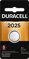 Duracell - Size 2025, Lithium, 1 Pack, Button & Coin Cell Battery - 3 Volts, Flat Terminal, CR2025 - Apex Tool & Supply