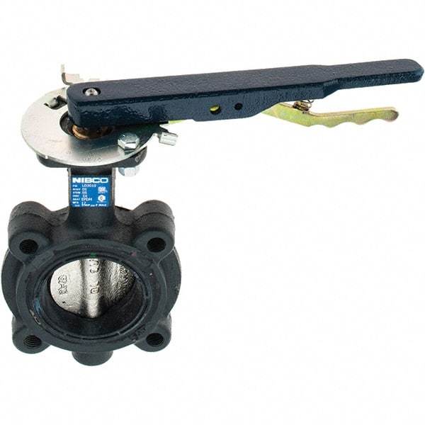 NIBCO - 2-1/2" Pipe, Lug Butterfly Valve - Lever Handle, Ductile Iron Body, EPDM Seat, 250 WOG, Ductile Iron Disc, Stainless Steel Stem - Apex Tool & Supply