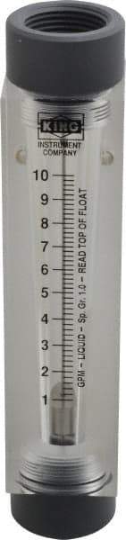 King - 1" FNPT Port Block Style, Inline Flowmeter - 100 Max psi, 10 GPM, Acrylic - Apex Tool & Supply