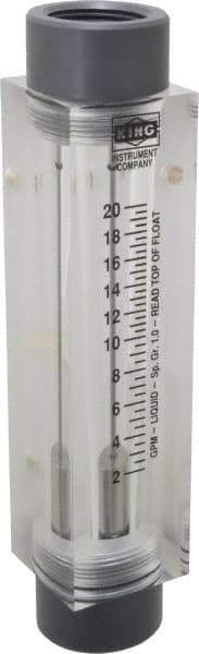 King - 1" FNPT Port Block Style, Inline Flowmeter - 100 Max psi, 20 GPM, Acrylic - Apex Tool & Supply