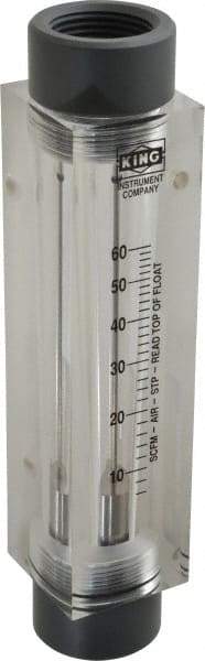 King - 1" FNPT Port Block Style, Inline Flowmeter - 125 Max psi, 60 SCFM, Acrylic - Apex Tool & Supply