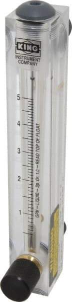 King - 1/2" M Port Block Style Panel Mount Flowmeter - 100 Max psi, 5 GPM, Acrylic - Apex Tool & Supply