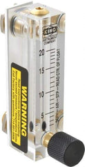 King - 1/4" F Port Block Style, Panel Mount Flowmeter - 125 Max psi, 20 SCFH, Acrylic - Apex Tool & Supply