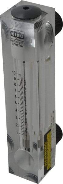 King - 1" M Port Block Style Panel Mount Flowmeter - 100 Max psi, 10 GPM, Acrylic - Apex Tool & Supply