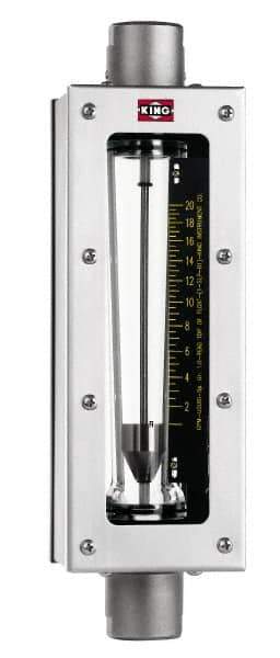 King - 1" FNPT Port Glass Tube/Stainless Case Flowmeter - 200 Max psi, 11.0 GPM, 45 SCFM, 304 Stainless Steel - Apex Tool & Supply