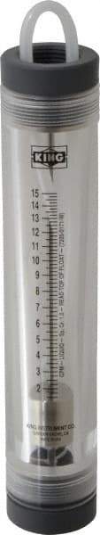 King - 1" FNPT Port Tube Flowmeter - 125 Max psi, 15 GPM, Acrylic - Apex Tool & Supply