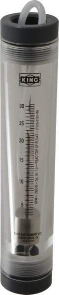 King - 1" FNPT Port Tube Flowmeter - 125 Max psi, 30.5 GPM, Acrylic - Apex Tool & Supply