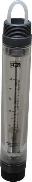 King - 1-1/2" MNPT Port Tube Flowmeter - 125 Max psi, 50 GPM, Acrylic - Apex Tool & Supply